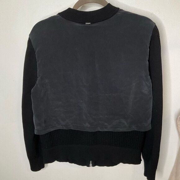 ST. JOHN COLLECTION Stretch Mesh Bomber Jacket Caviar - Picture 5 of 11